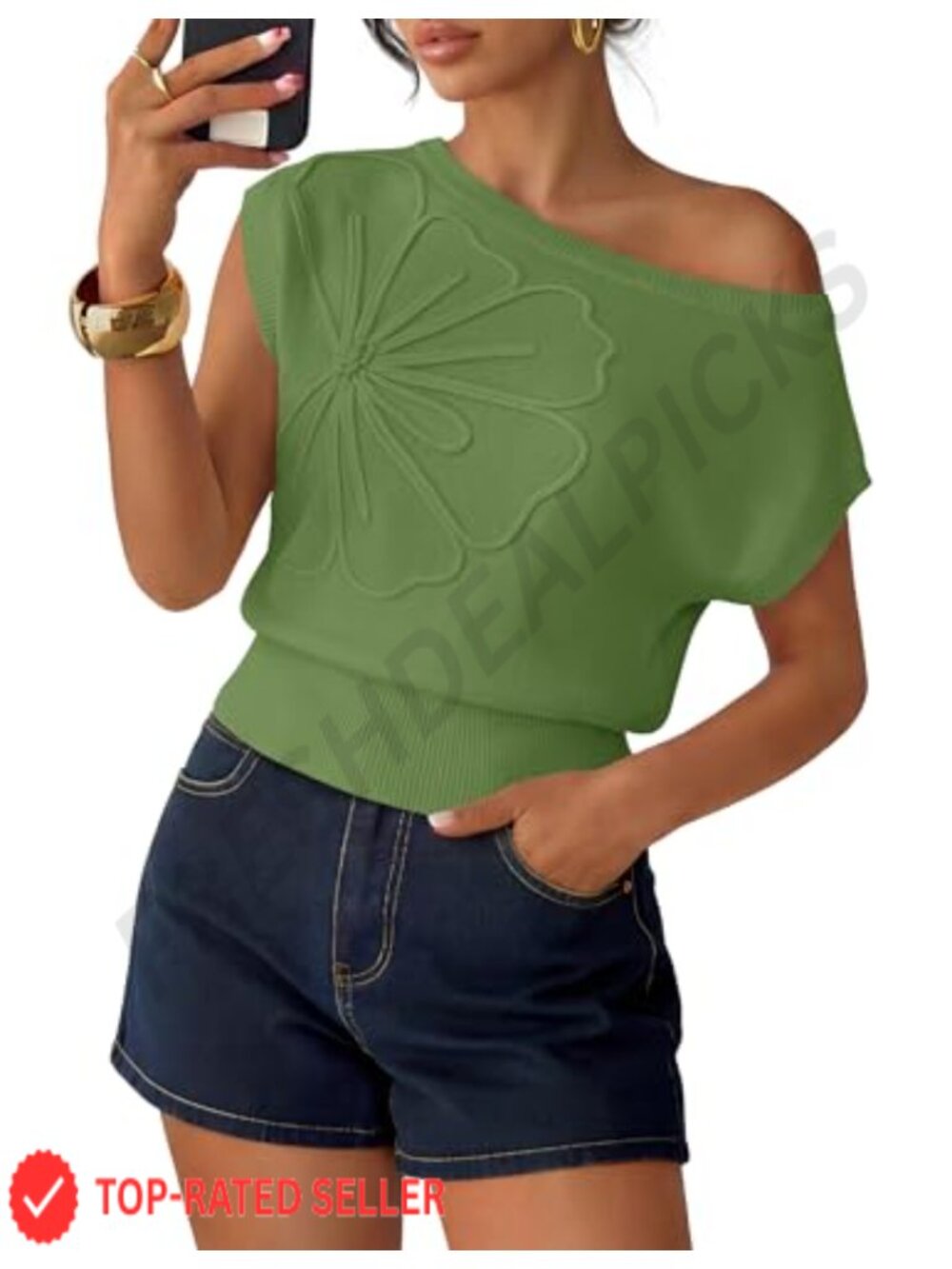 Floral Off Shoulder Knit Sweater Vest Sleeveless Pullover Top